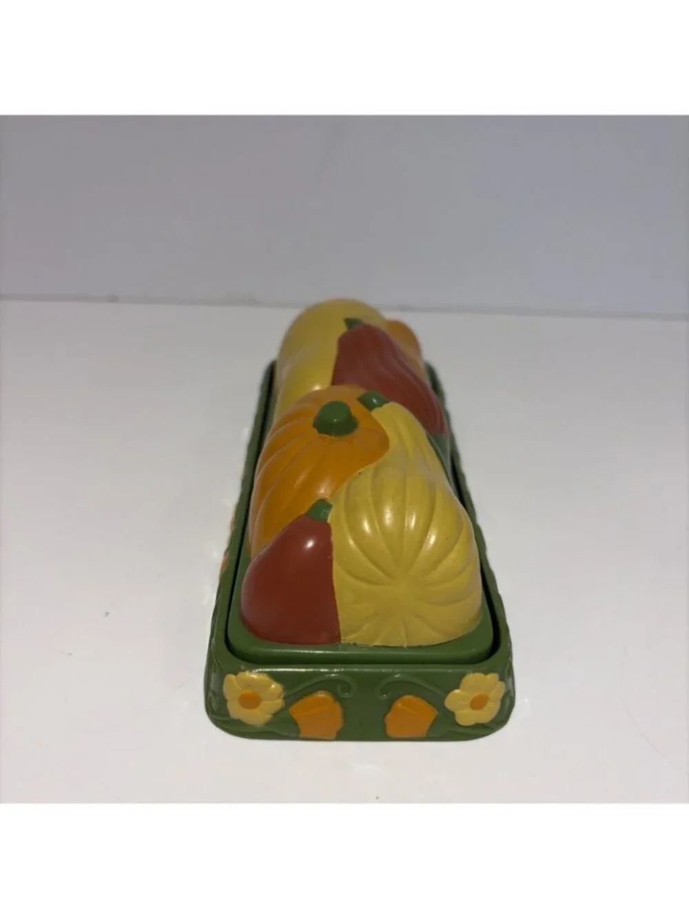 Vintage 1970s Harvest Butter Dish Melamine Colorful Autumn Fall Thanksgiving